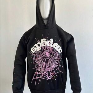 Black and pink Sp5der Hoodie